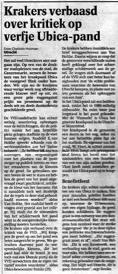artikel Utrechts Nieuwsblad 20-09-2002