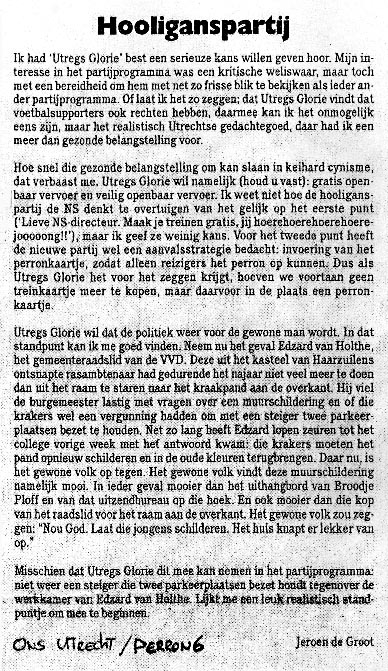 column Ons Utrecht november 2002